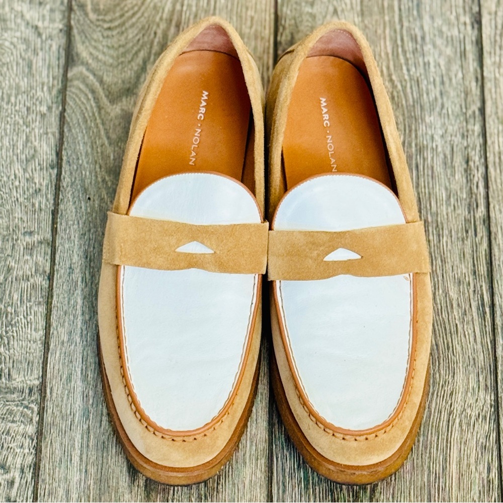 Marc Nolan Men’s Stylish Tan and White Loafers / Sneakers - Picture 2 of 10